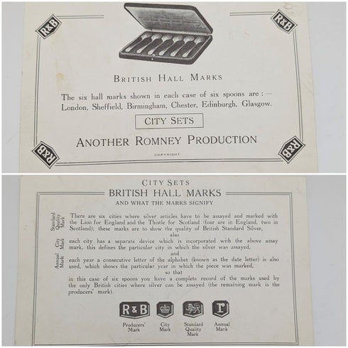 1957 British Vintage Multi-Hallmark Sterling Silver Teaspoons x 6, Total 80g, Roberts & Belk, Case Included